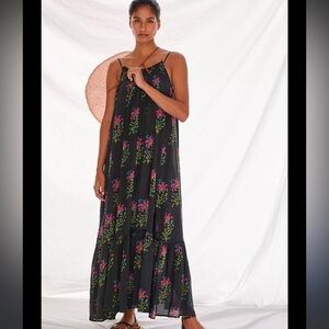 Anthropology flounced maxi dress